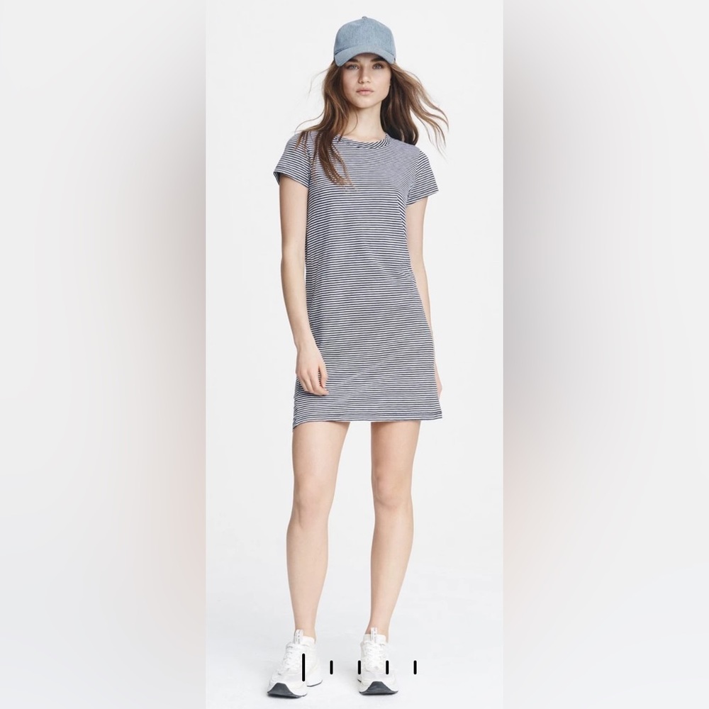 Rag & Bone The Slub Striped Tee Mini Dress Black & White Size M
